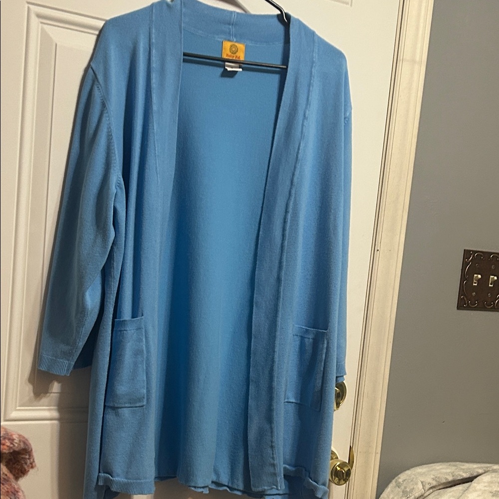 Light Blue Open Front Cardigan